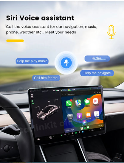 CarlinKit USB Adapter Wireless Android Auto CarPlay 2-In-1 Smart Box For Tesla Model 3 Model Y 2.4G&5Ghz WiFi BLE Auto Connect