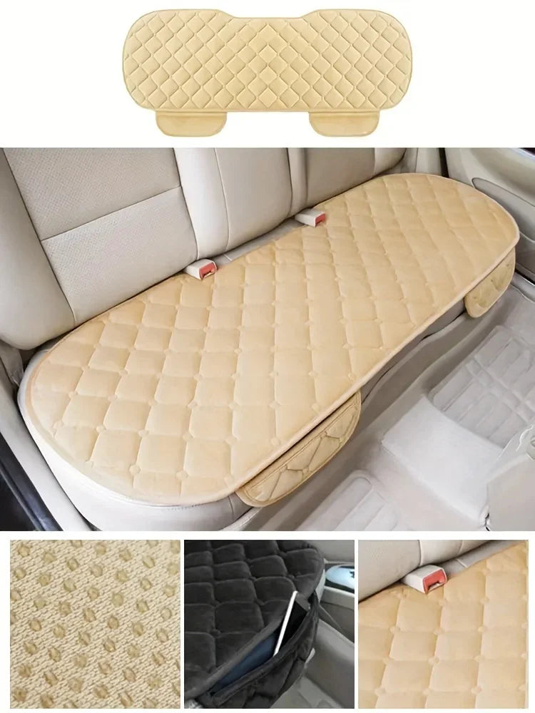 Rear Car Seat Covers Flocking Cloth Car Cushion Non Slide Checkered Winter Keep Warm Mat Pad Universal Fit Truck SUV Van