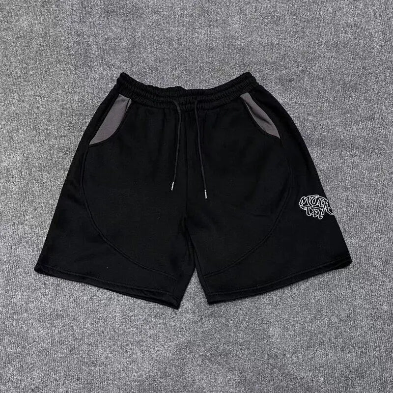 Mertra American Street Style Embroidered Logo Men's And Women's Loose Straight Leg Short Pants Casual Summer Color Block Shorts