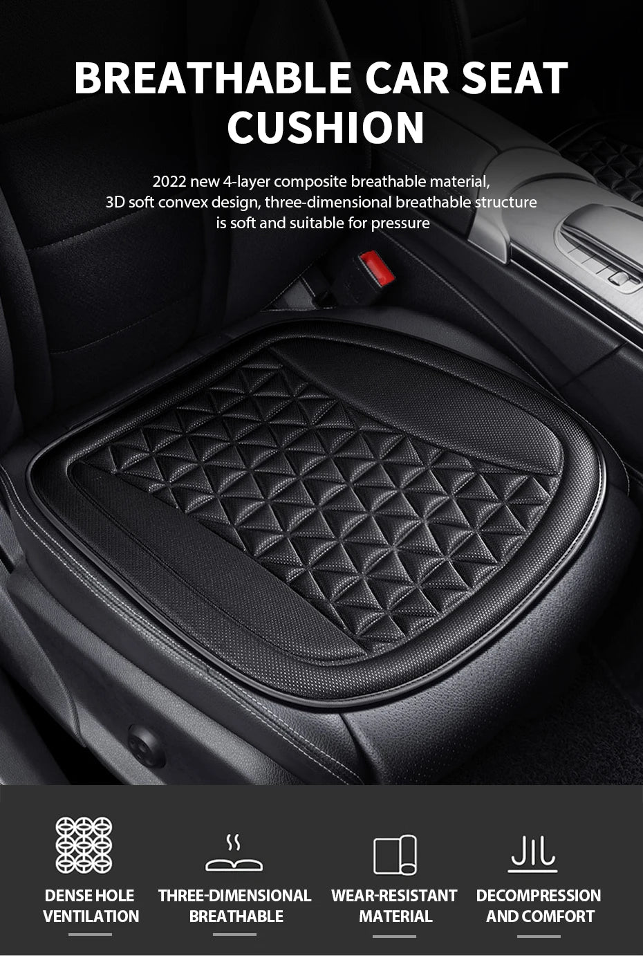 SEAMETAL 3D Car Seat Cover Breathable Auto Seat Cushion Convex Design for Heat Dissipation Sweatproof Universal Chair Protector