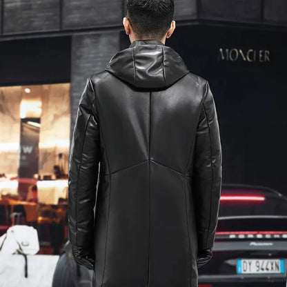 AYUNSUE Men's Winter Coat Sheepskin Leather Jacket Men Clothing Mid-length Warm Mens Jacket Male Jaqueta De Couro Masculino Zm