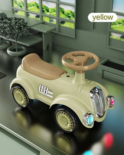 Ride On Car for Toddlers Classic Ride On Train Sliding Car with Sound & Light Under Seat Storage Retro Toys for Kids Boys Girls