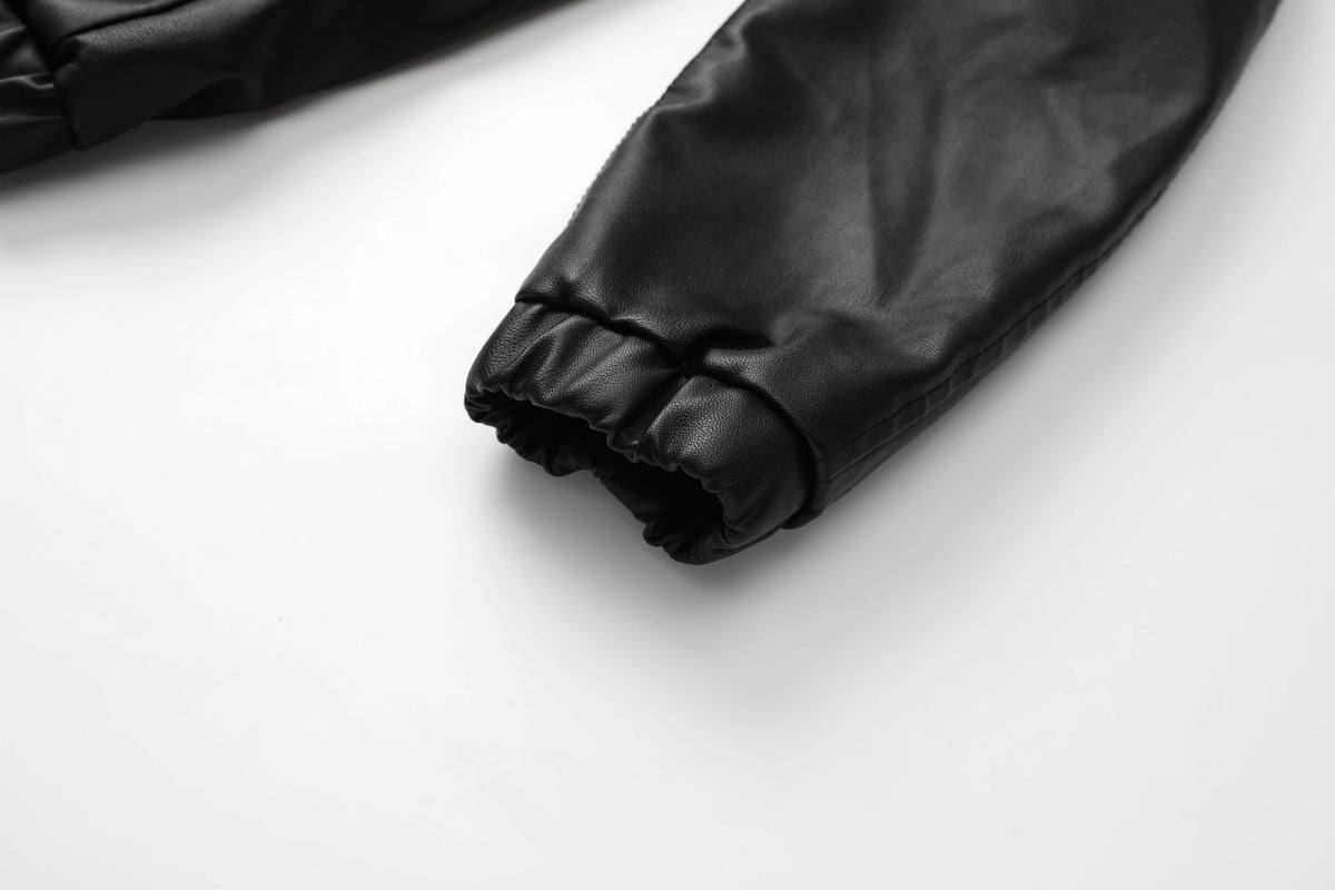 Men's Casual Black Hooded PU Leather Biker Jacket