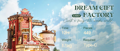 Robotime Rokr Dream Gift Factory 3D Wooden Puzzle Christmas Gifts Toy with Light and Music for Children Kids Building Block Kits