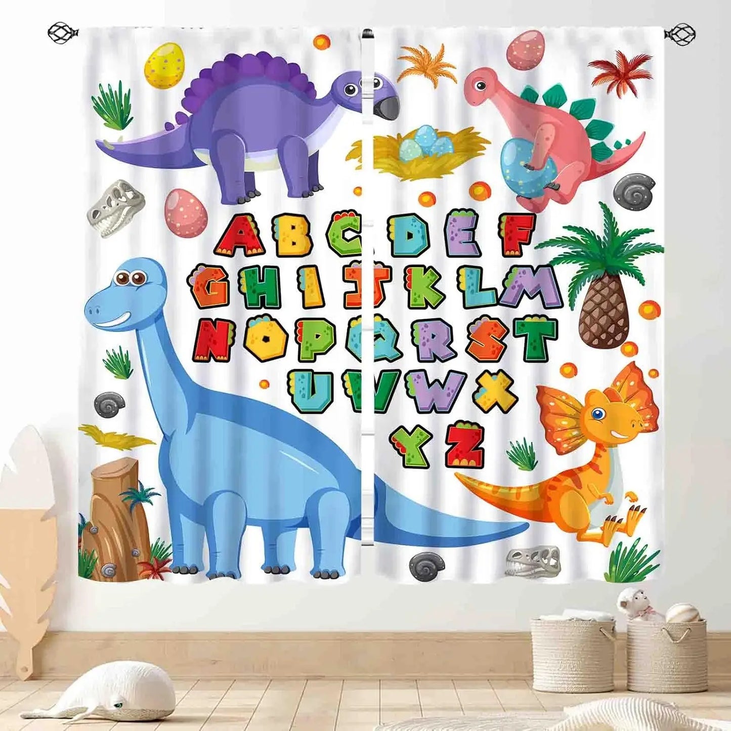 ABC Alphabet Classroom Curtains,Kids Cartoon Animal Educational Learning Cute Colorful Back to School Decorations Window Drapery