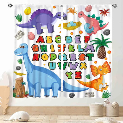 ABC Alphabet Classroom Curtains,Kids Cartoon Animal Educational Learning Cute Colorful Back to School Decorations Window Drapery