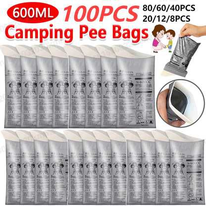 100-8PC Outdoor Emergency Urine Bags 600ml Disposable Travel Mobile Toilet Portable Urinal Bag for Female Baby Male Vomiting Bag