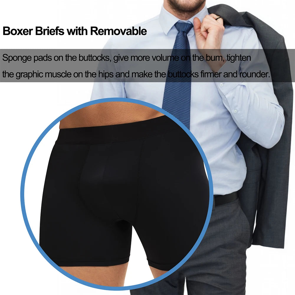 Men’s Padded Underwear Butt Lifter Boxer Briefs Shorts Hip Booty Shaper Shapewear Enhancer Panties