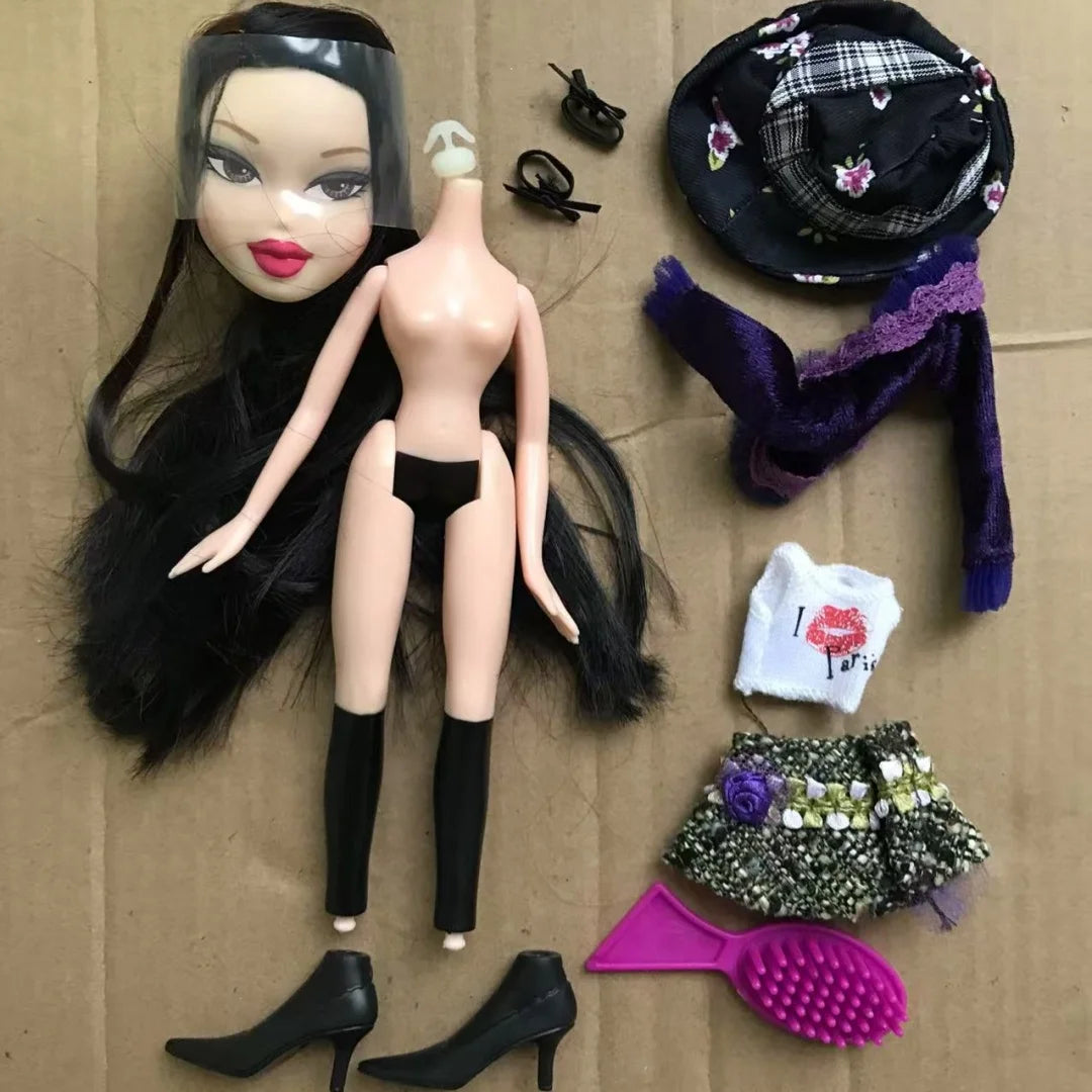 2001 Version Rare Face Doll Heads Classic Bratss White Brown Skin Colorful Hair Girl Boy Doll Parts for Collectors