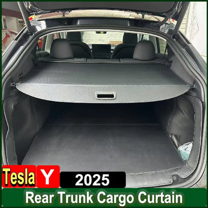 for Tesla New Model Y Juniper 2025 Cargo Curtain Cover Retractable Rear Trunk Luggage Carrier Privacy Protect Cover Accessories