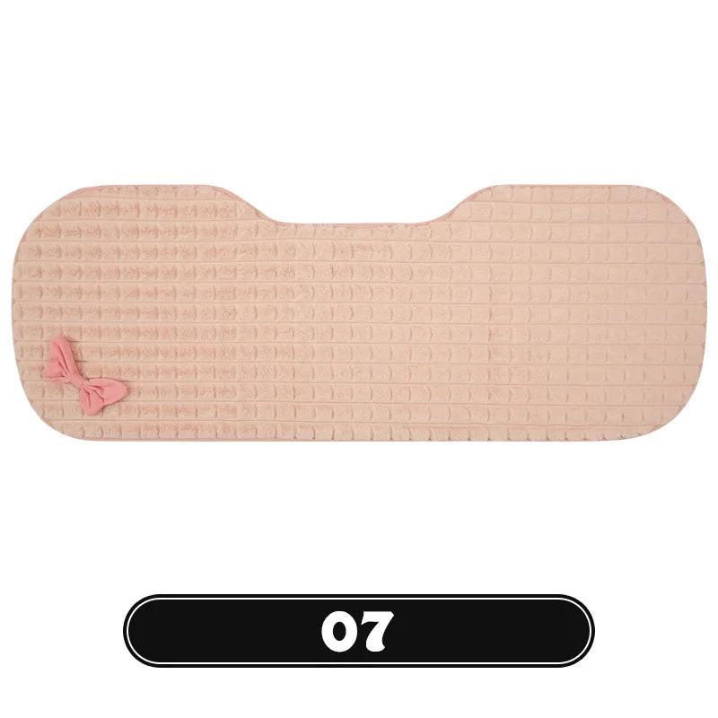 Bowknot Women's Car Seat Cover Winter Plush Warm Girl Cute Car Cushion Pink Bow Headrest Waist Car Interior Accessories