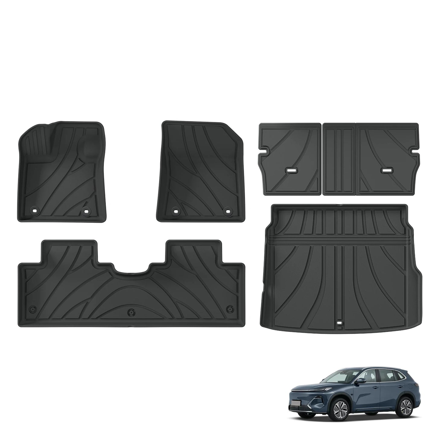 Left Drive for Geely EX5 EM-i 2025 2026 LHD Car Floor Mats Cargo Liner Trunk Pad TPE 3D Foot Mat Waterproof All Weather BLACK