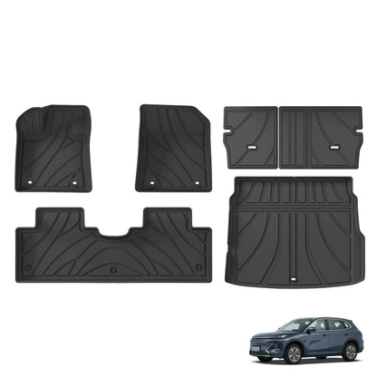 Left Drive for Geely EX5 EM-i 2025 2026 LHD Car Floor Mats Cargo Liner Trunk Pad TPE 3D Foot Mat Waterproof All Weather BLACK