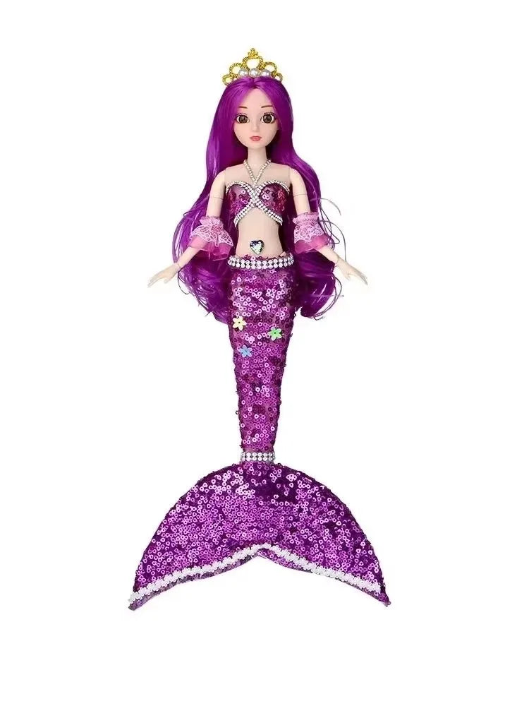 1/6 Cute Princess Mermaid Dolls with Sequin Skirt Suit Multi Joints Movable Doll Kids Toys Birthday Christmas Present Gifts