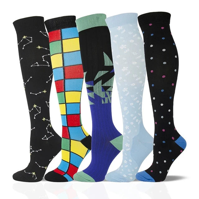 3/5/6 Pairs Compression Socks Exercise Mountaineering Running Sports Socks Elastic Medical Blood Circulation Swelling Nurse Sock