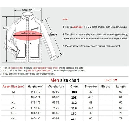 Aiweti Men winter USB Electric Heating Vest Jacket Clothing Skiing Winter Warm Heated Pad Winter USB interface warm vest