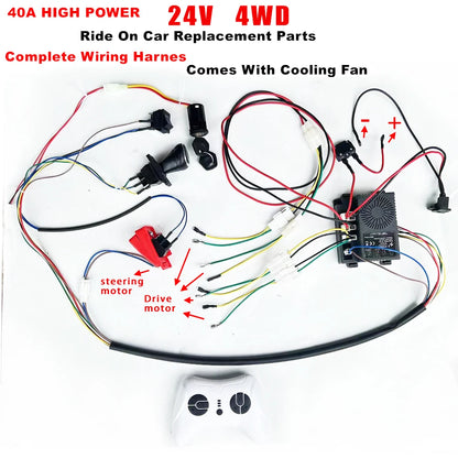 24V 12V DIY Children Electric Car Wire Harness with RC,wire harness for Kids Ride On toys Car