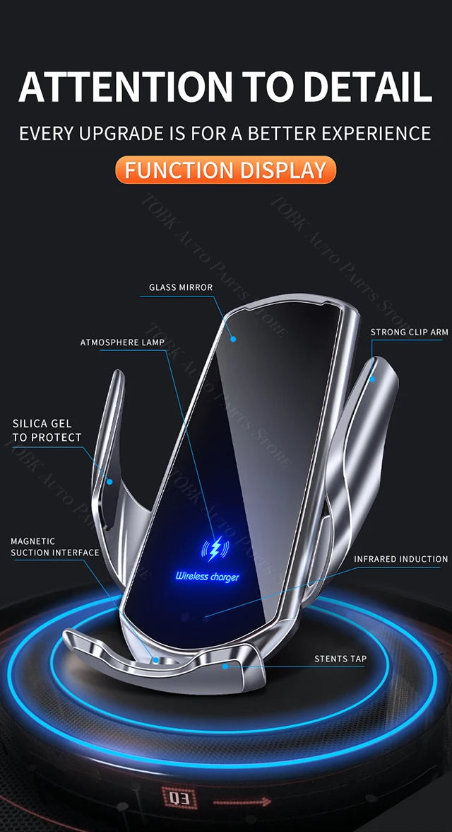For Mercedes Benz CLA 200 2013-2019 Car Phone Holder 360 Rotatable Silicone Non-Slip 15W Wireless Charging Cars Accessories
