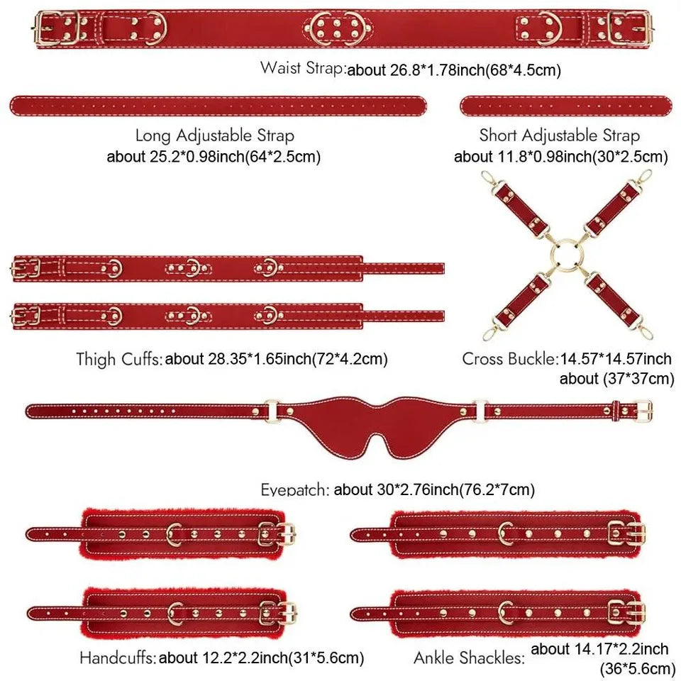 Adult SM Game Couples Sex Fun Toys Waist Restraints Kits Adjustable Buckle PU Leather Sex Bondage Gags BDSM Kit Restraints 6PCS