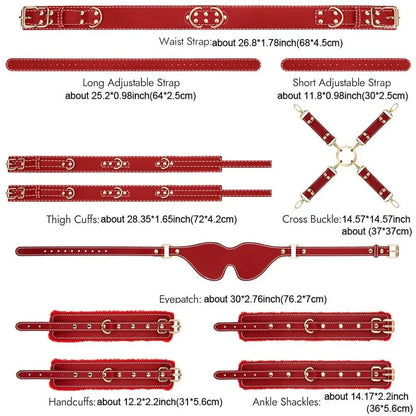 Adult SM Game Couples Sex Fun Toys Waist Restraints Kits Adjustable Buckle PU Leather Sex Bondage Gags BDSM Kit Restraints 6PCS