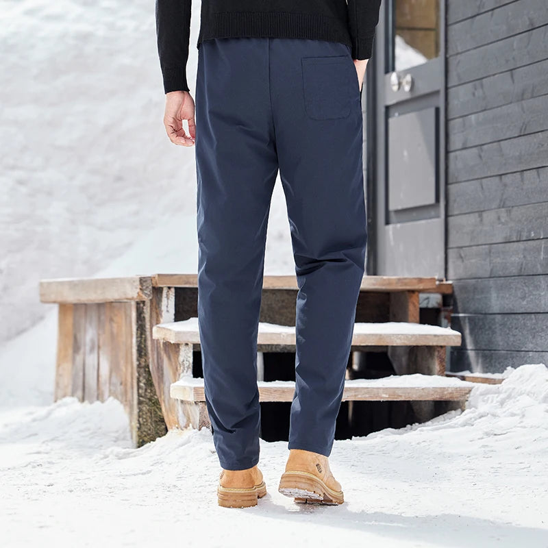 Sell Well 90% Goose Down Trousers for Men 2025 Winter Thermal Elastic Waist Outdoor Pants  Male Straight Trousers Warm Down Pant