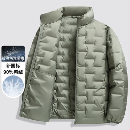 Winter New 90% Duck Down Jacket, Cycling Sports Stand-up Collar, Warm and Lightweight, Men's Solid Color Breathable Down Jacket