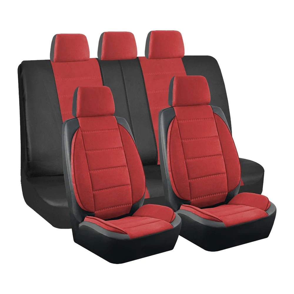 NEW Car Seat Covers Suede and Leather Stitching Seat Covers Universal Size Fit for Car SUV Truck Vans Accessories Interior
