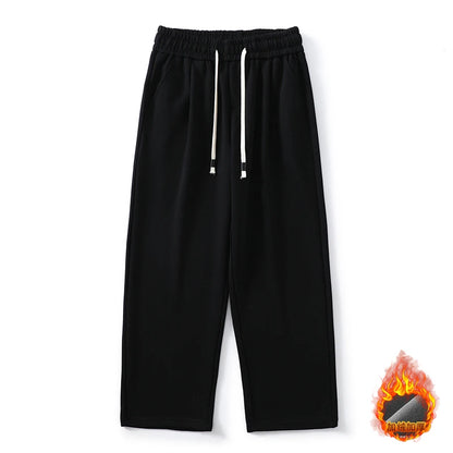 DUKEEN Pique Fabrics Sweatpants for Men Loose Causal Straight Legged Trouse Autumn and Winter Solid Colors Sports Fleece Pants