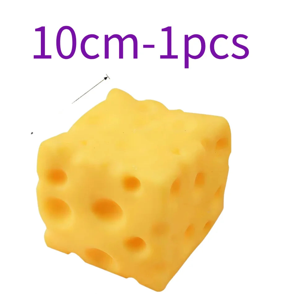Yellow Cheese Squeeze Toy, Soft Rebound Sensory Toy, Stress Relief & Focus Helper, Cute Food-Themed Desk Decor Gift