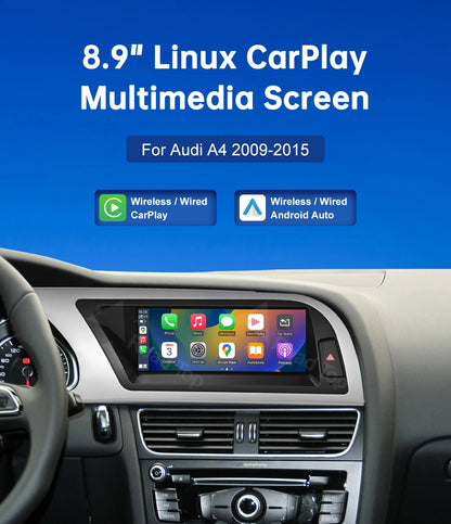 CN Road Top 8.9 12.3'' Touch Screen Multimedia Player Andriod Auto Link For Audi A4 S4 B8 2009-2015 GPS Carplay Display Car Play
