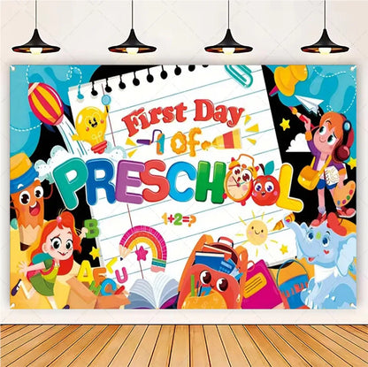 Welcome Back To The School Blackboard, Pencil Banner Backdrop, Holiday Education Theme Decoration, Photography Background Cloth