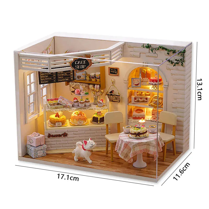 DIY Wooden Miniature Doll House Kit 3D Puzzle Assembly Building Kits With Dust Covers Furniture LED Dollhouse Toys For Gifts