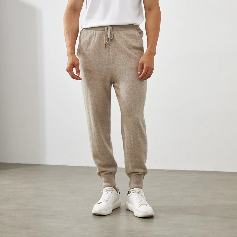 100% Cashmere Pants Men's High Waist Pants 2022 Autumn and Winter New Casual Knitted Leggings Warm Fashion Loose Man Pants