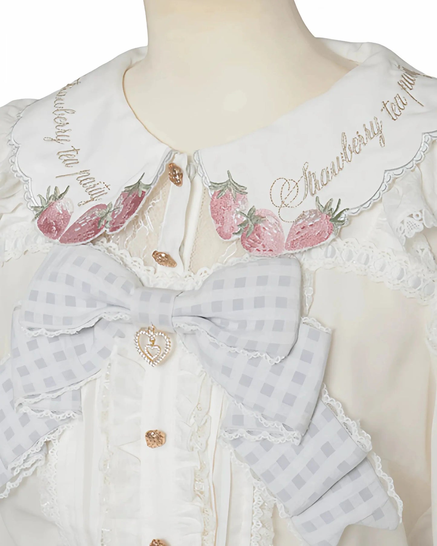 Japanese Mass Produced New Sweet Doll Collar Lolita Strawberry White Shirt Female 2026 Spring Pleated Lace Bow Blouses Top Women