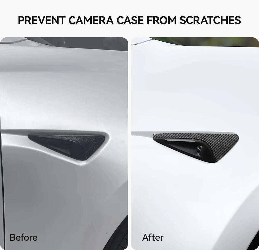 YZ Turn Signal Camera Trim Cover forTesla Model3Y 202-2026 Accessories Side Leaf Board Protector ABS Matte Carbon Fiber Pattern
