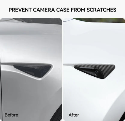 YZ Turn Signal Camera Trim Cover forTesla Model3Y 202-2026 Accessories Side Leaf Board Protector ABS Matte Carbon Fiber Pattern