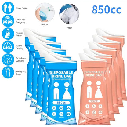 1-30PCS Outdoor Emergency Urine Bags 850ml Disposable Travel Mini Mobile Toilet Portable Urinal Bag for Female Baby Male Vomitin