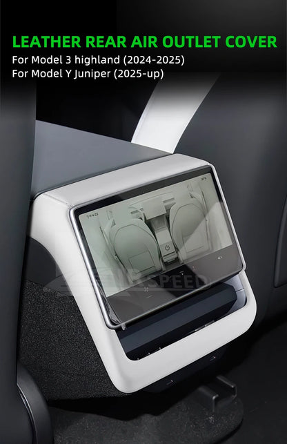 Leather Rear Screen Frame Protective ABS Cover for Tesla Model Y Juniper Launch 2025 2026 2027-Up Model 3 Highland 2024-UP Trim