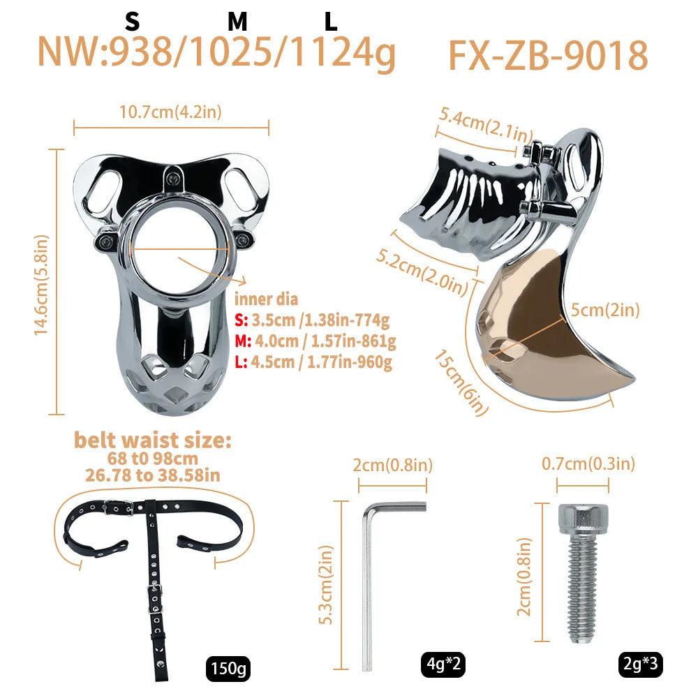 FRRK Metal Chastity Device Bondage Gear Power Control Sex Tool for Couple Sexual Enhance Cock Cage BDSM Cuckold Adult Man Needs