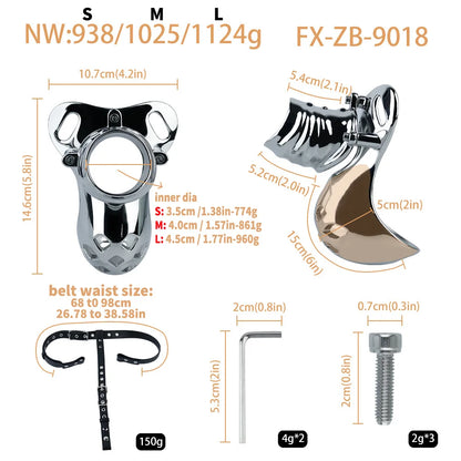FRRK Metal Chastity Device Bondage Gear Power Control Sex Tool for Couple Sexual Enhance Cock Cage BDSM Cuckold Adult Man Needs
