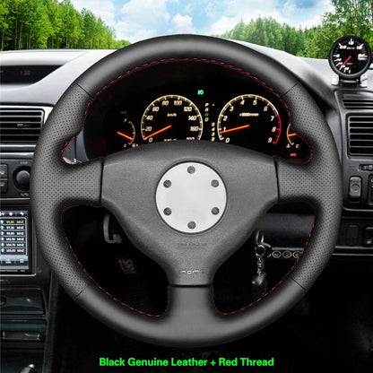 Black Faux Leather Car Steering Wheel Cover for Mitsubishi Lancer Evolution EVO VI 6 V 5 IV 4 1996-2000