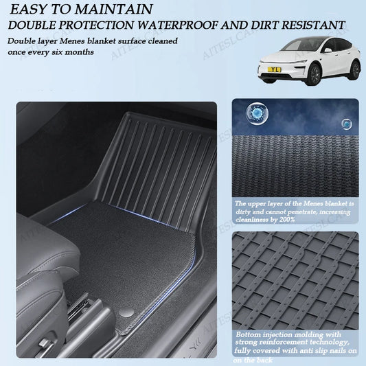 Custom TPE Car Floor Mats For Tesla Model YL Full Coverage Waterproof Anti-slip Durable All Weather Auto Foot Liners Car Interio