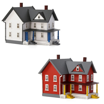 Evemodel N Scale Model Dwelling House Pre-built Painted Two-story Building