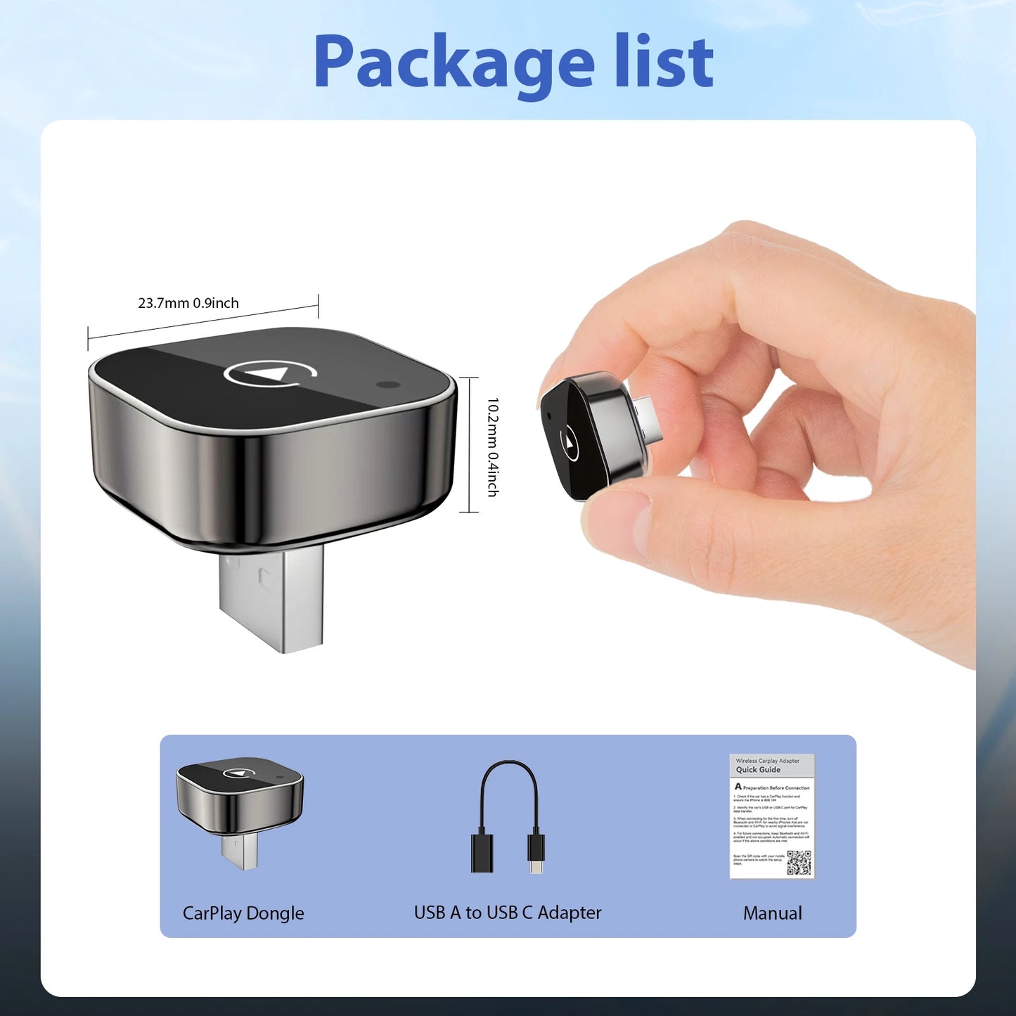 2 in 1 Android Auto Wireless Adapter CarPlay USB C 5Ghz WiFi Dongle Plug Play for Car Music Hands Free Calling