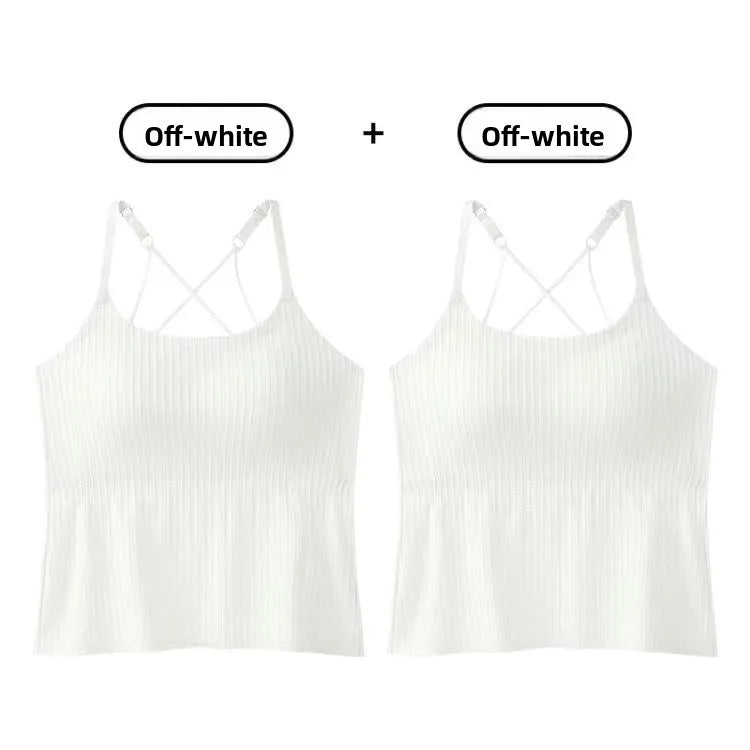New 2025 Women's Slimming Long Tank Top Beautiful Back Bralette Innerwear Outerwear Base Layer Strap Vest Fashionable Polyest...