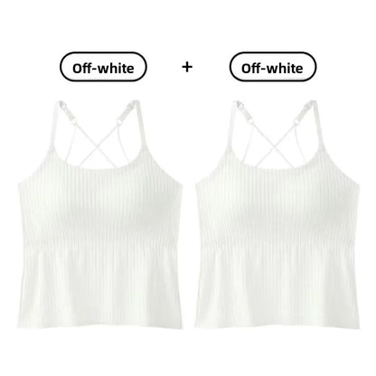 New 2025 Women's Slimming Long Tank Top Beautiful Back Bralette Innerwear Outerwear Base Layer Strap Vest Fashionable Polyest...