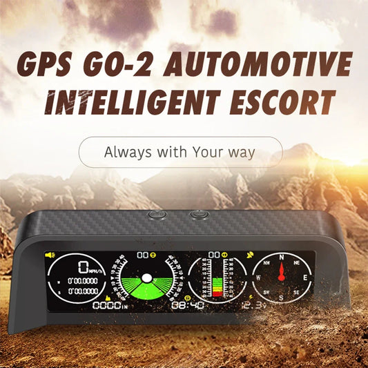 Newest Car Inclinometer Offroad Clinometer with HUD GPS Speedometer & Compass Time Volt Display for Universal Vehicles 12V 24V