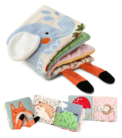 Soft Baby Comfort Blanket with Teether, Sensory Plush Security Toy for Infants, Cute Animal Butterfly/Bear/Elephant Design with