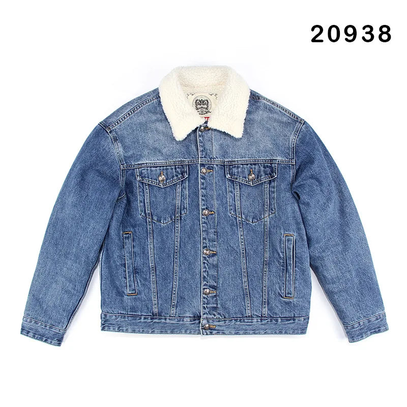 High Quality 350g Fleece Lined Denim Men Winter Thick Warm Coat Fashion