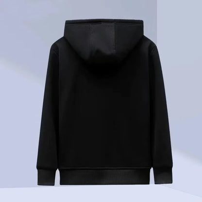 2026 autumn and winter plus plush thick loose oversized solid color cardigan hooded zipper sweatshirt men's lambskin warm jacket